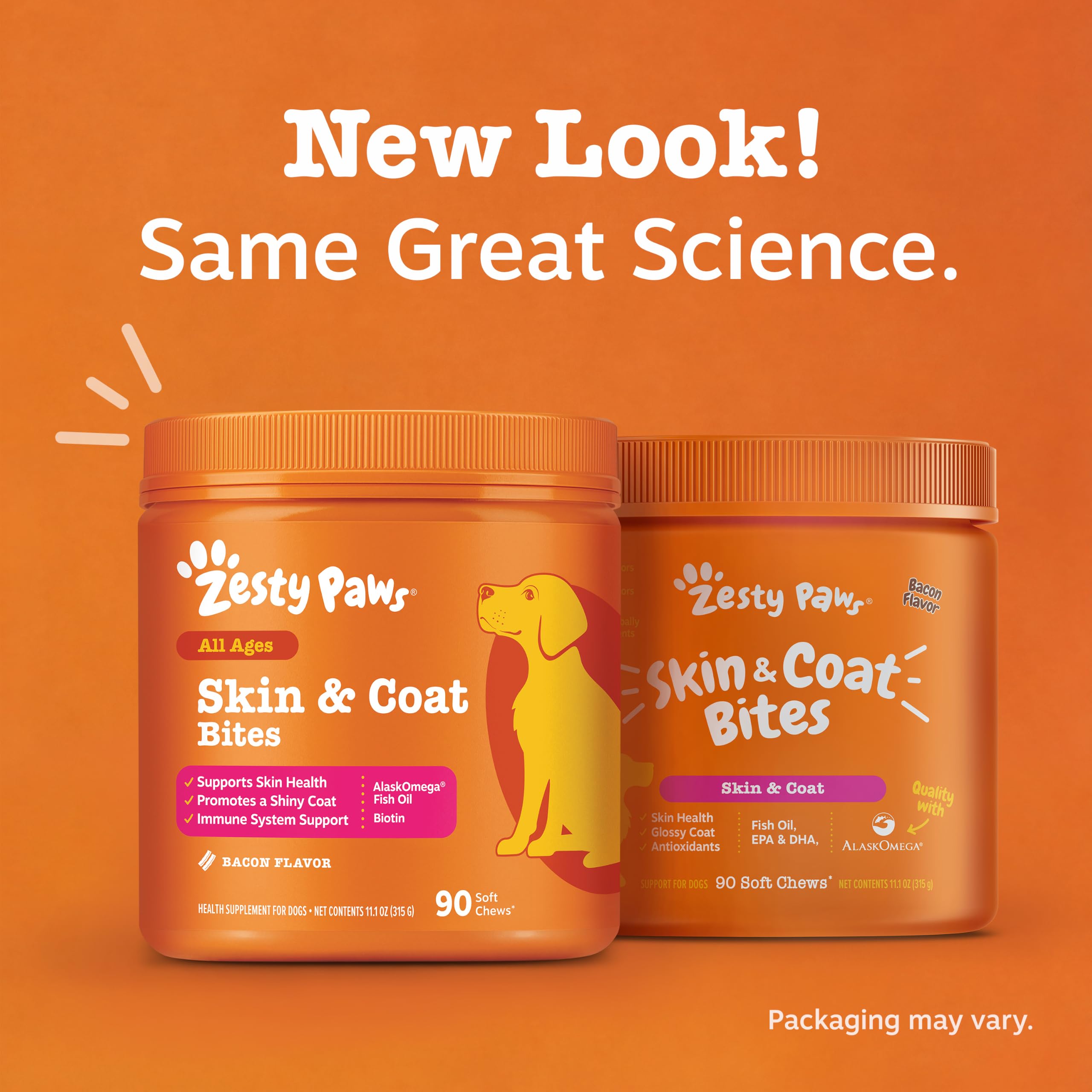 Zesty Paws chew given outdoors with dog active illustrating coat shine and mobility support