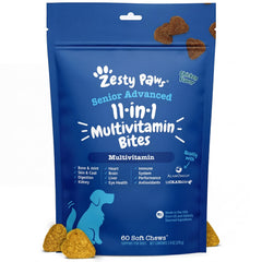 Zesty Paws front packaging showing benefits and chicken flavor