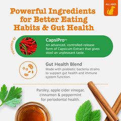 Zesty Paws chews displayed with serving sizes to show daily dosing benefit