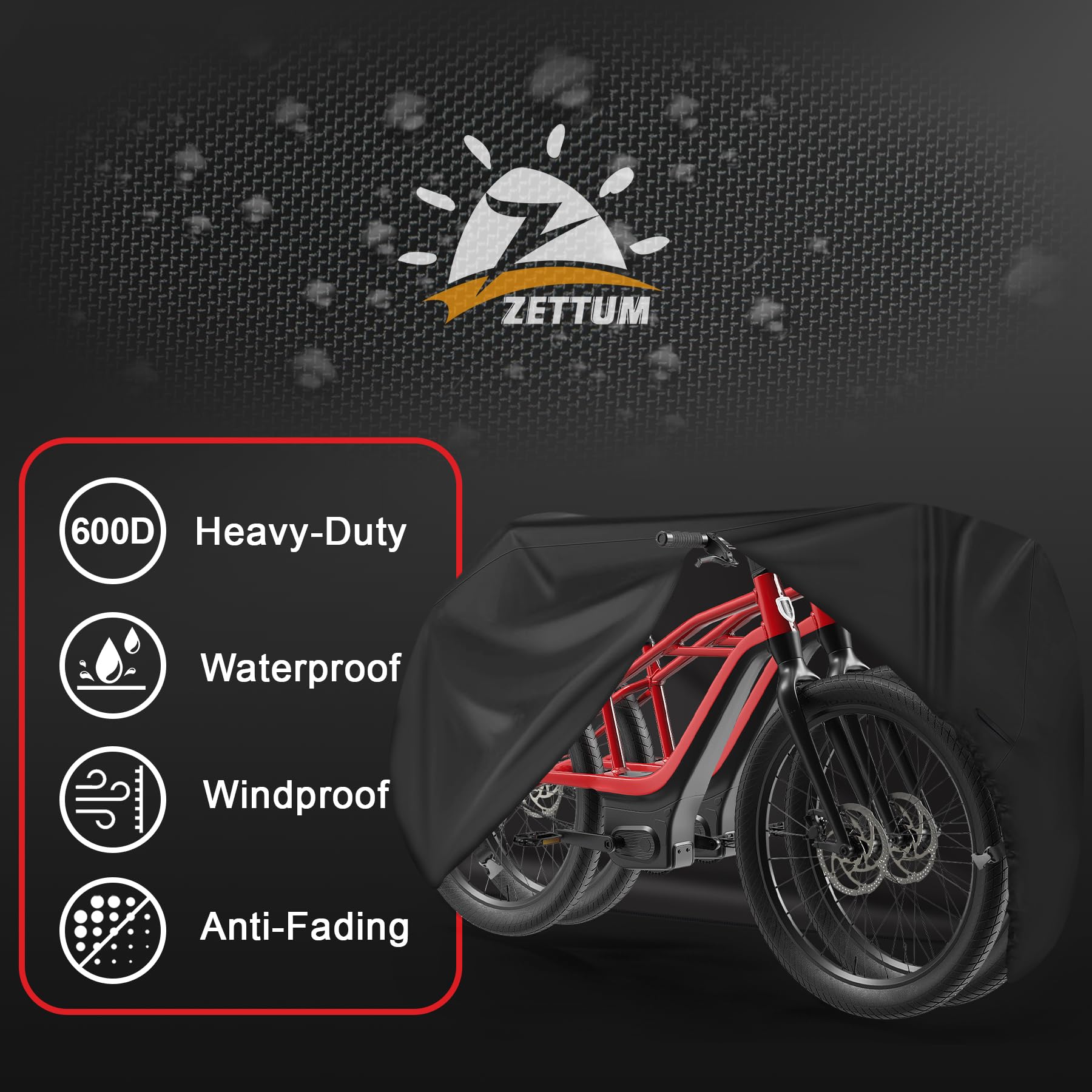 Zettum cover protecting two bikes outdoors, demonstrating full-size fit