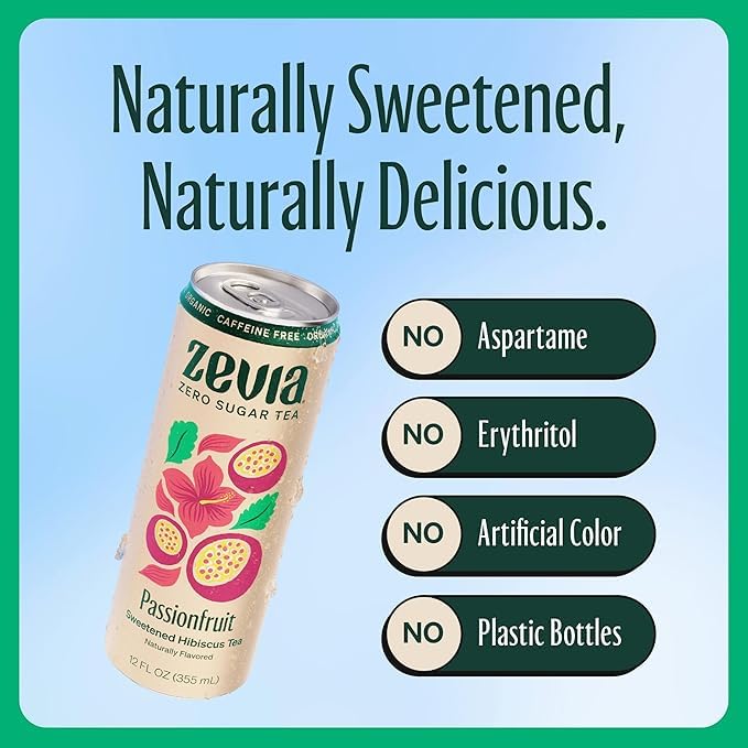 Zevia poured into a glass over ice showcasing bubbly texture and refreshing appeal