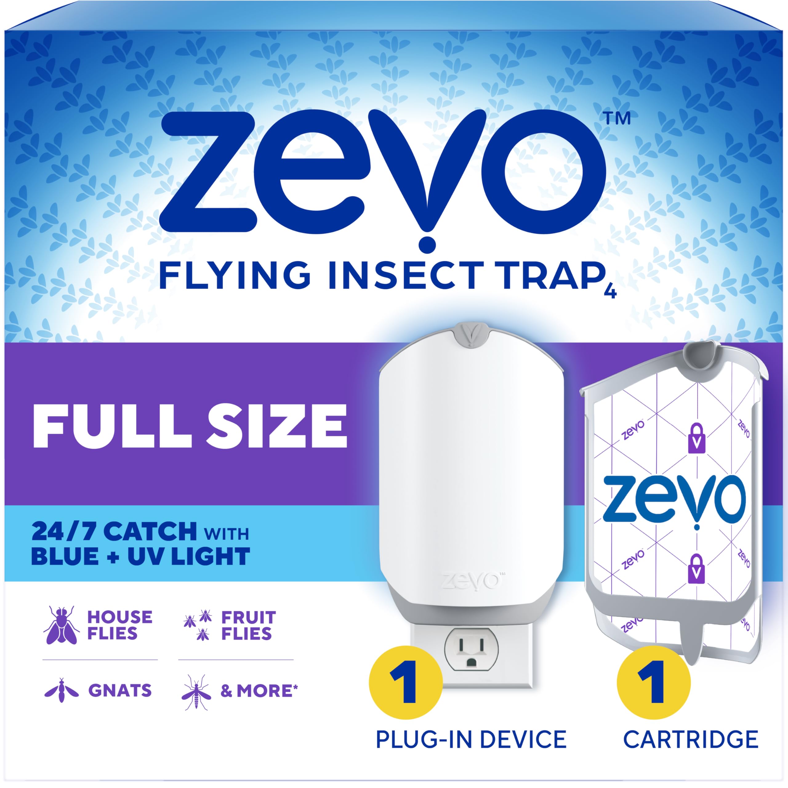 ZEVO front view of plug-in trap showing compact design and quiet operation