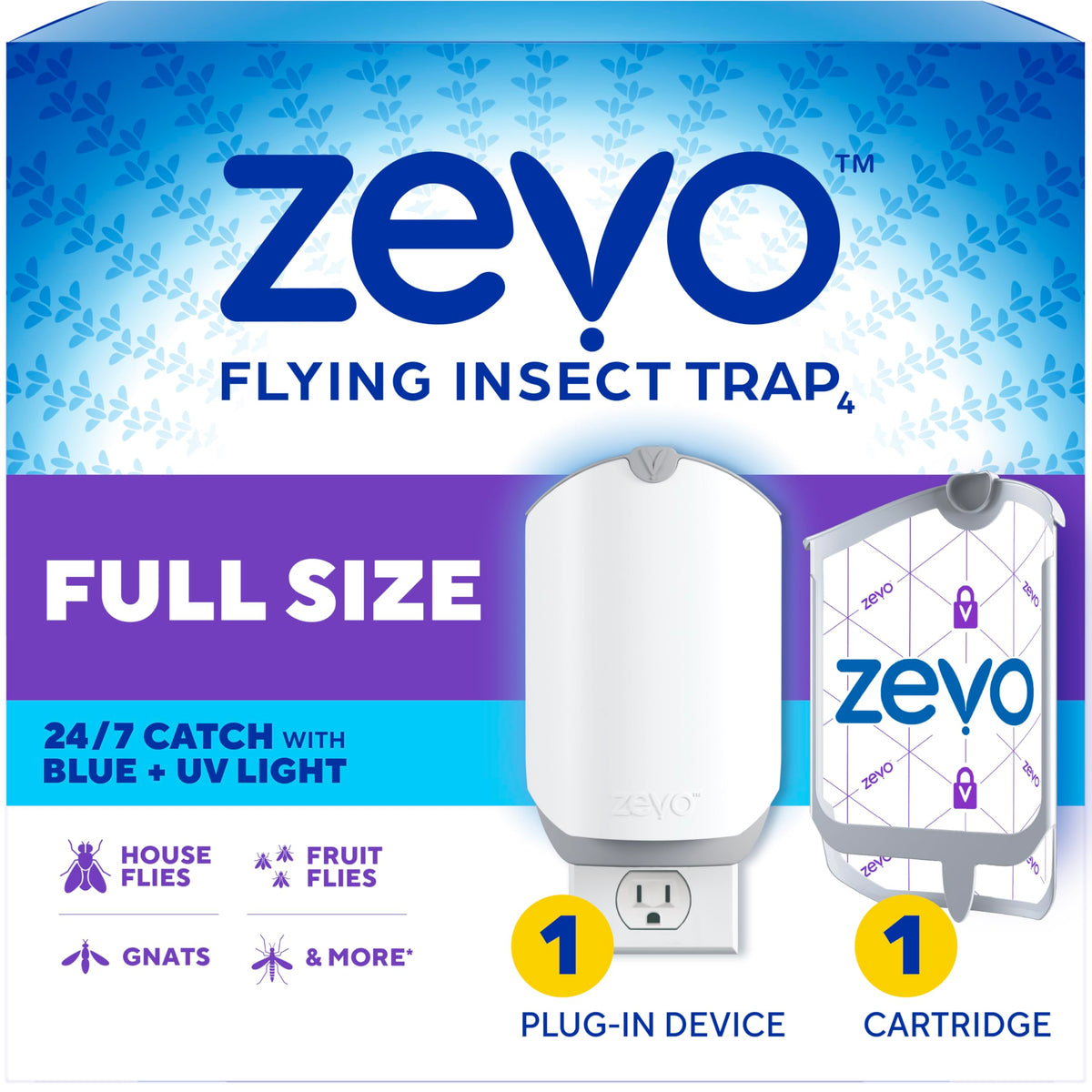 ZEVO front view of plug-in trap showing compact design and quiet operation