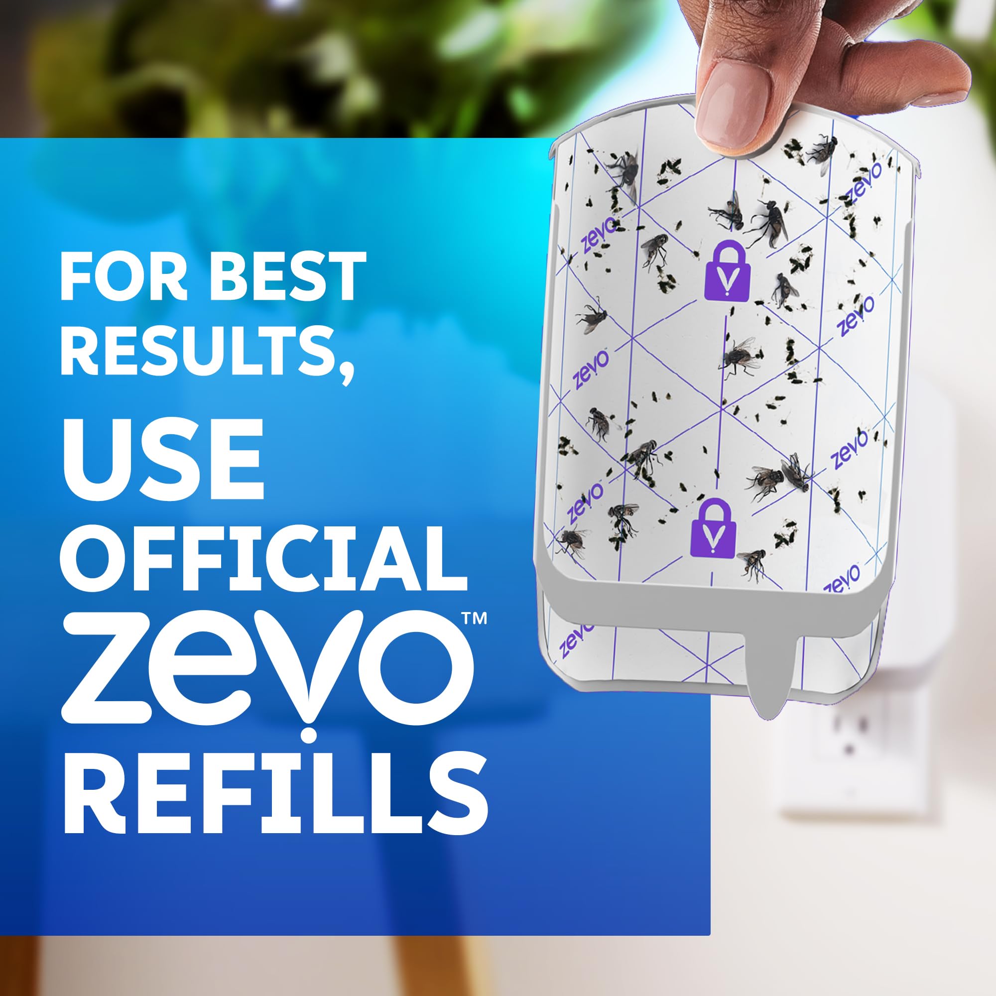 ZEVO side profile revealing blue UV light that attracts small flies