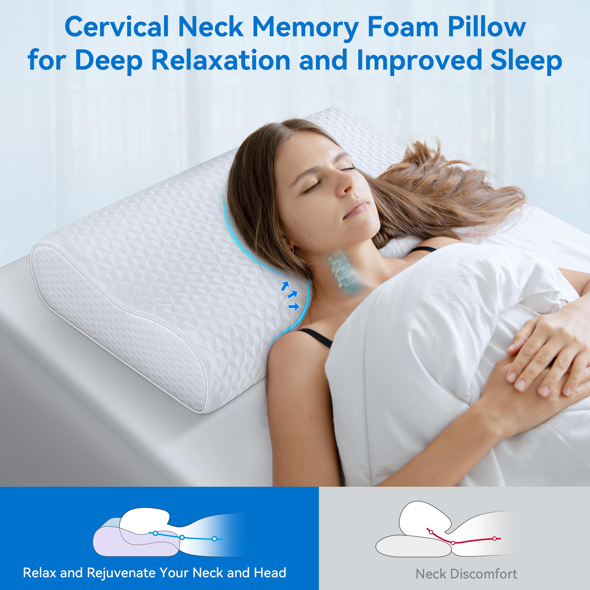 zibroges pillow on bed demonstrating ergonomic sleep comfort