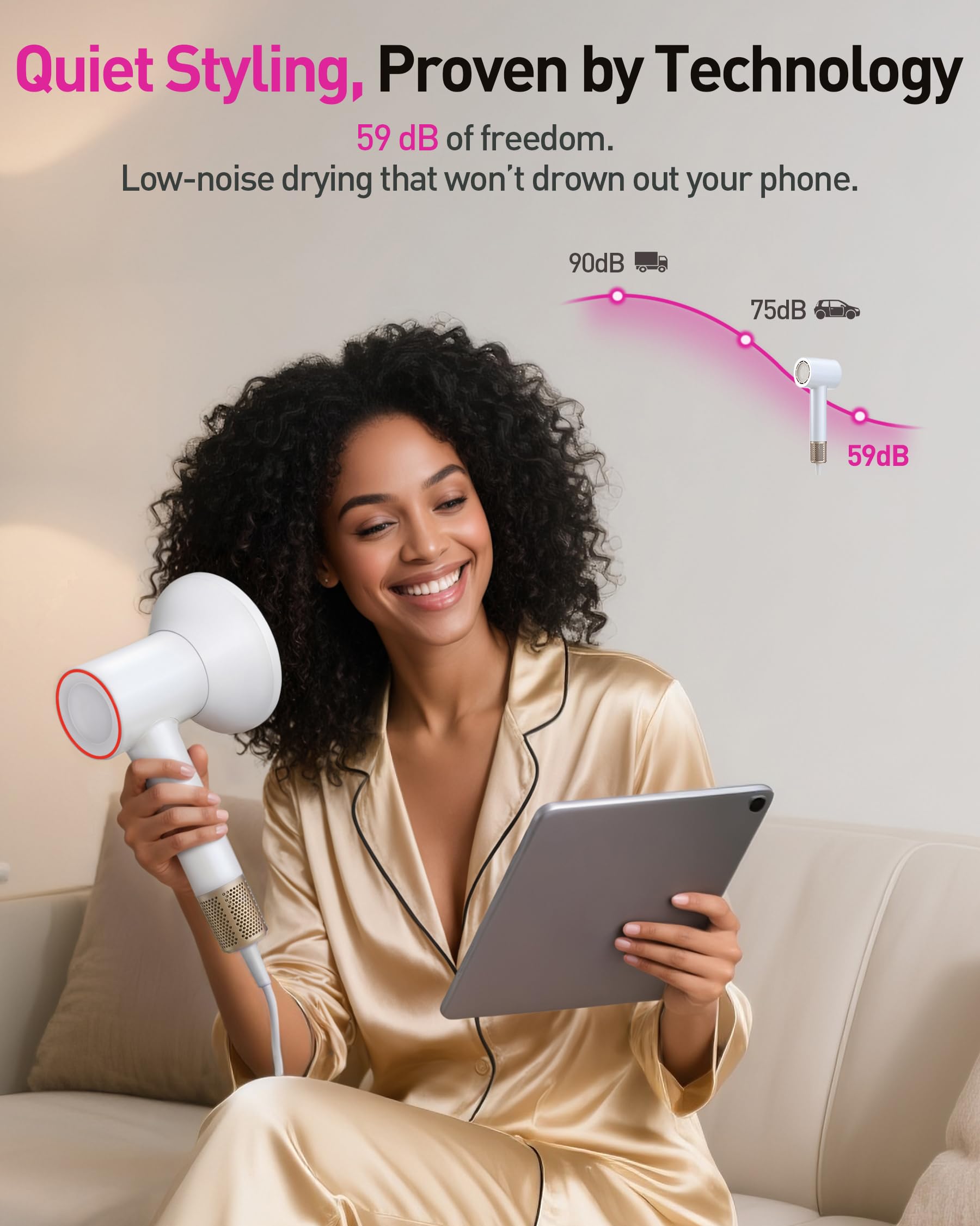 Zibtes diffuser shaping curly hair in use preserving curl pattern and reducing frizz