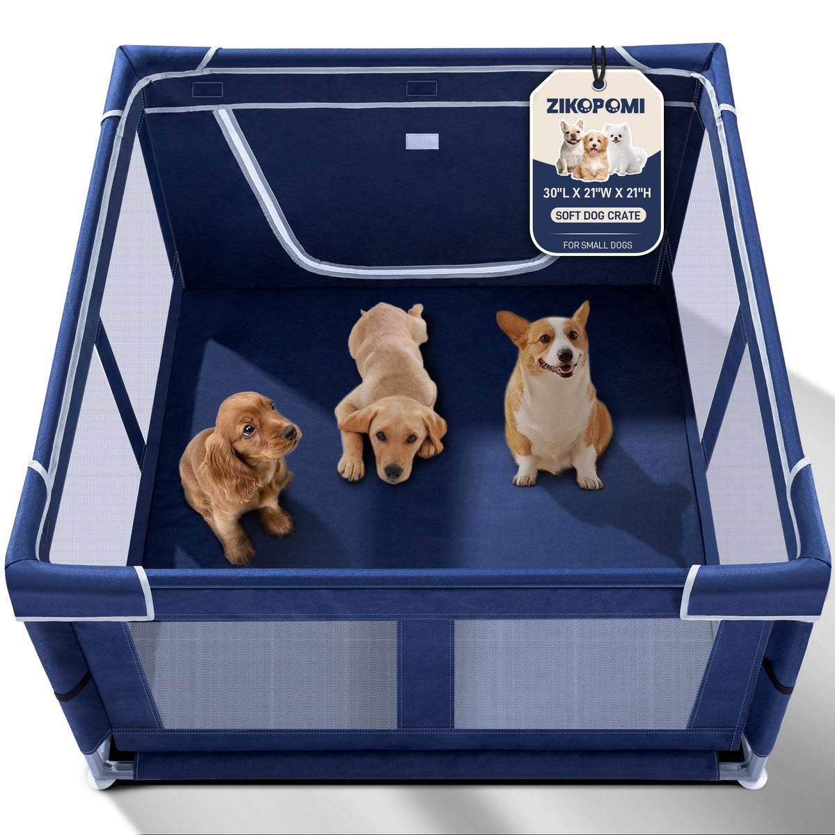 Zikopomi front view of playpen showing secure enclosed area and visibility