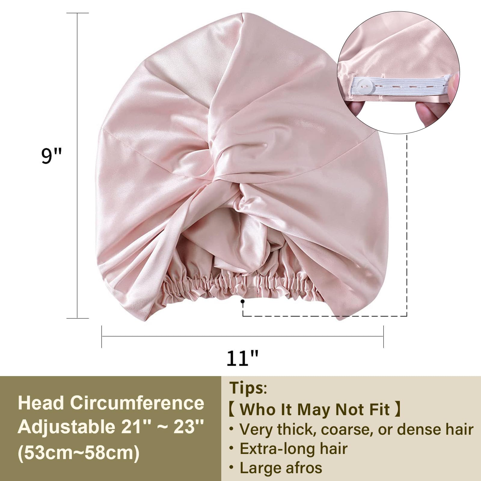 ZIMASILK bonnet size shown on hand to illustrate fit and scale