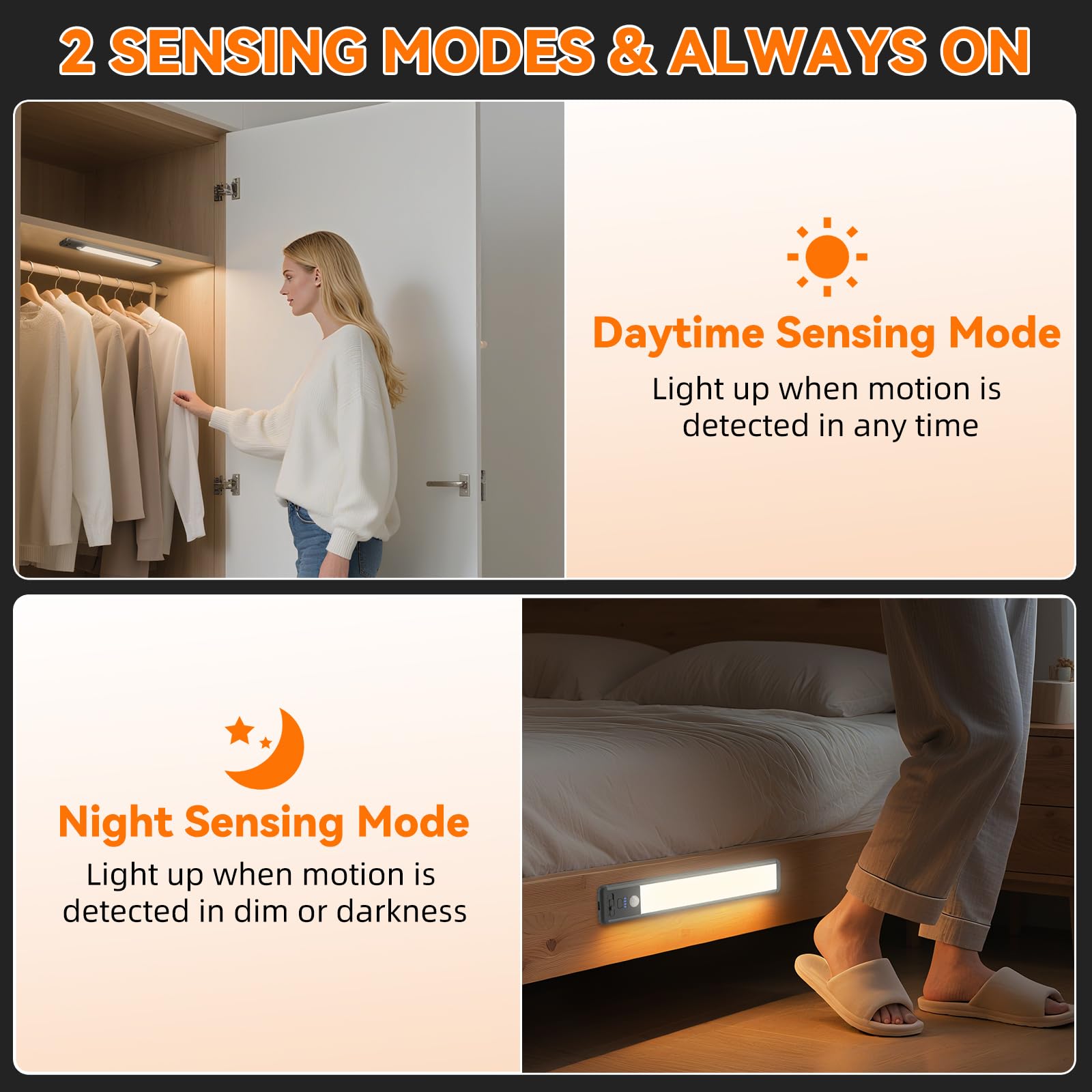 ZioeYiue closet lit by motion sensor light for hands-free visibility and safety