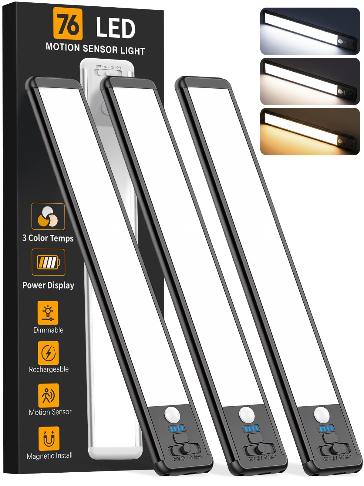 ZioeYiue front view of 10-inch under cabinet light showing slim profile and LEDs