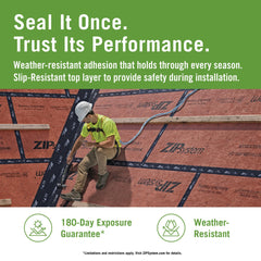 ZIP System tape being applied with roller, demonstrating faster, consistent installation