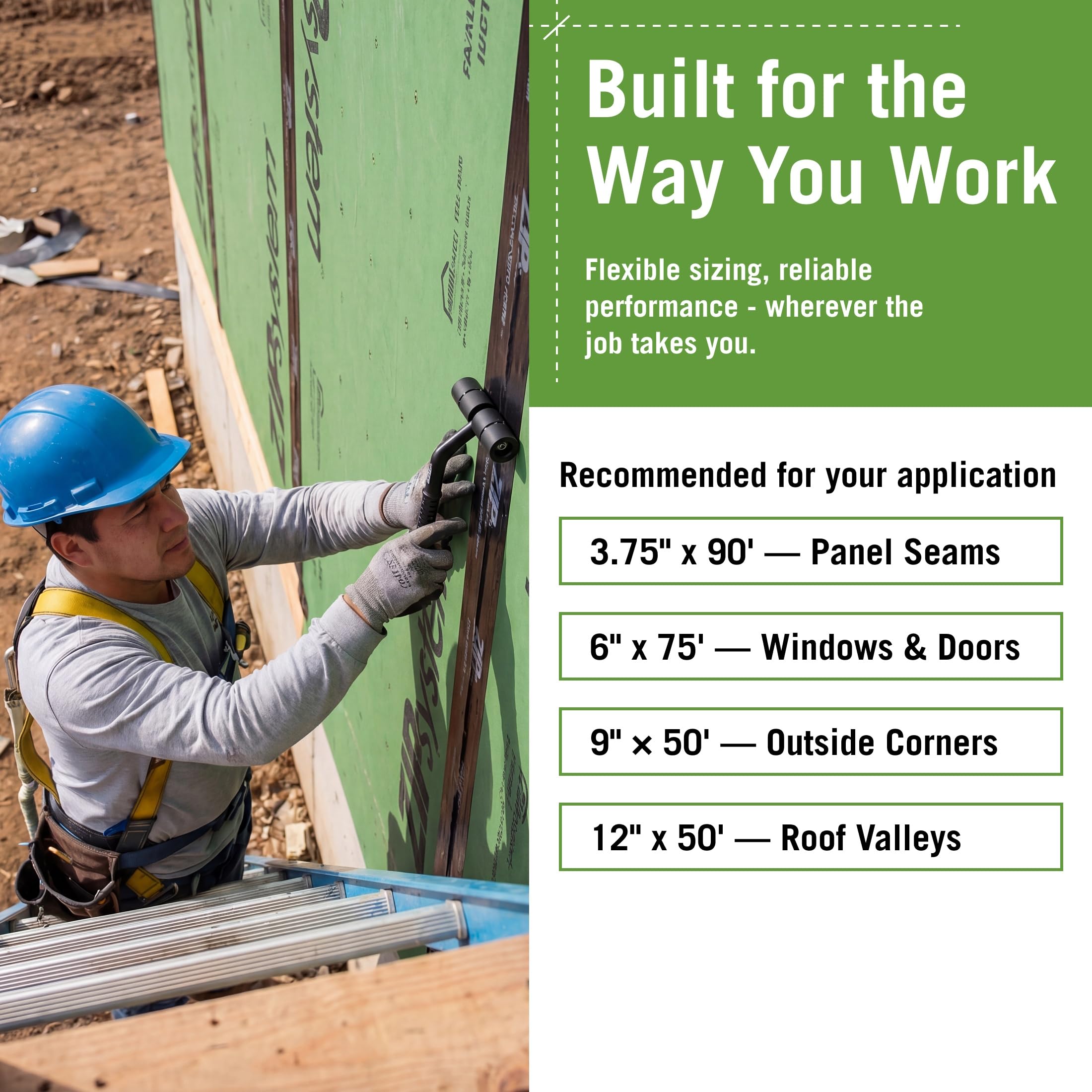 ZIP System tape on a construction jobsite, showing practical on-site use and efficiency
