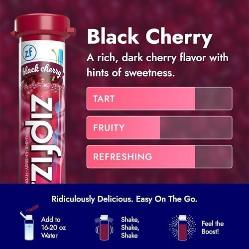Zipfizz nutrition label close-up showing vitamins and electrolyte benefit