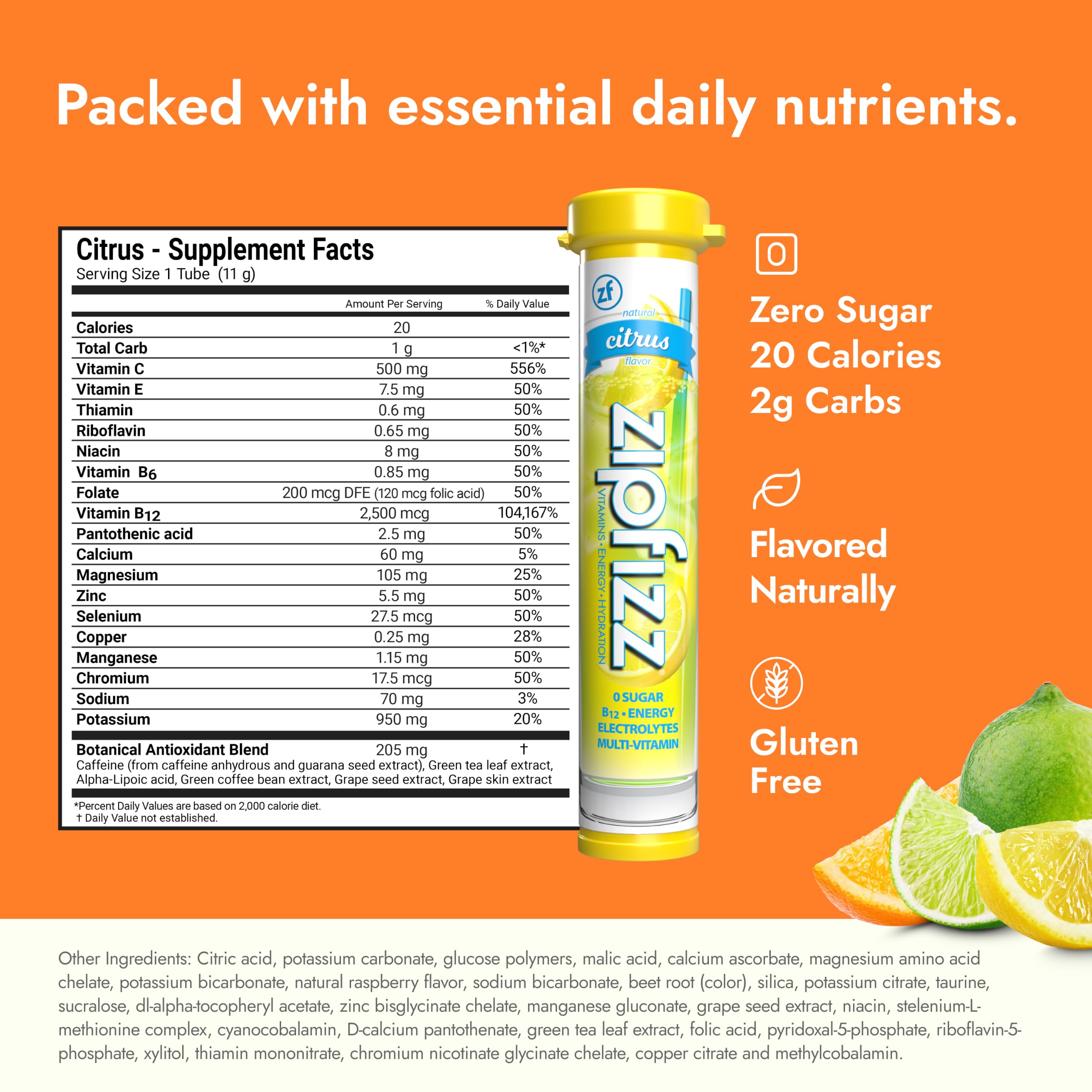 Zipfizz open tube with citrus powder ready to mix for convenience