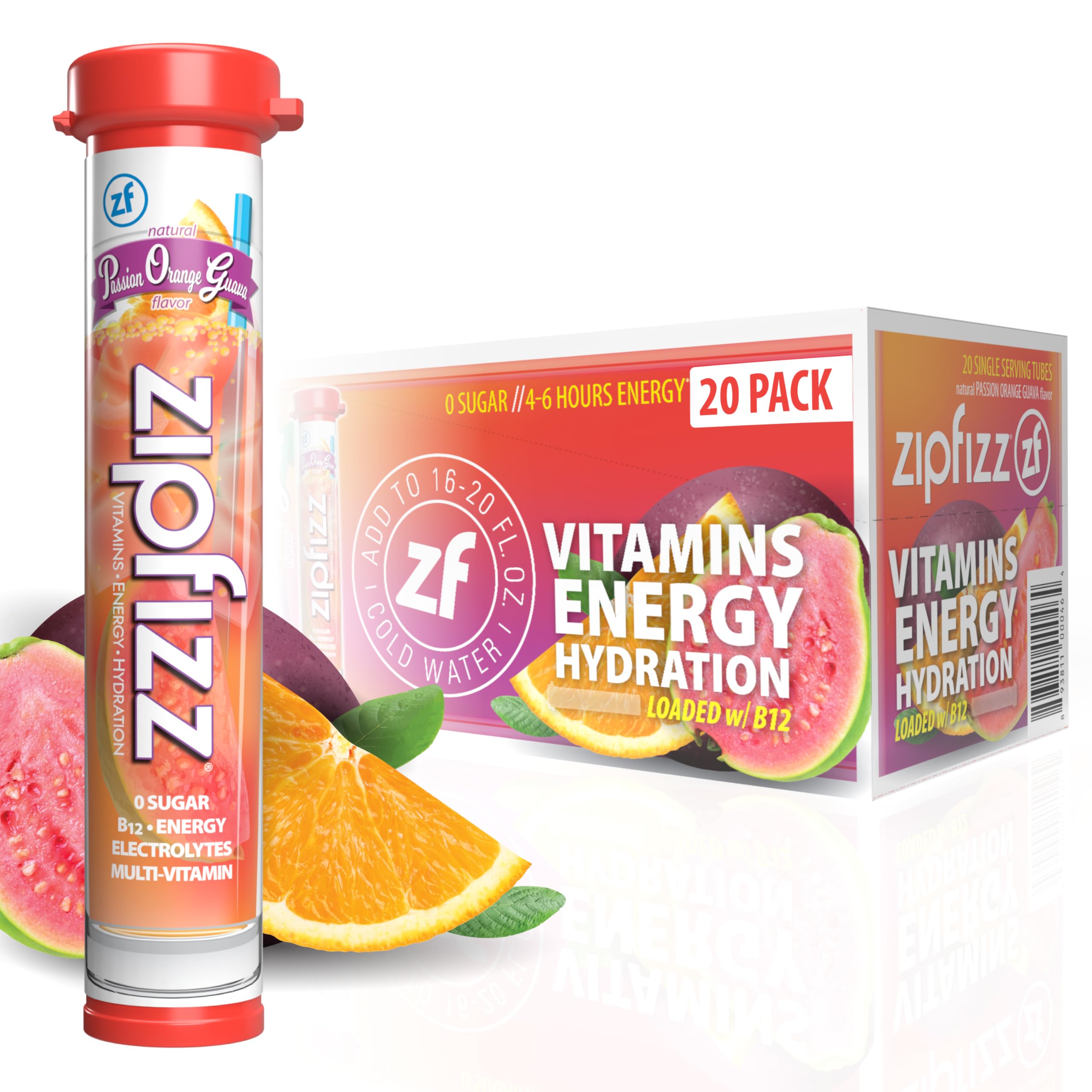 Zipfizz Orange Cream front packets showing quantity and branding, convenient on-the-go