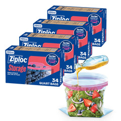 Ziploc quart front packaging showing value multipack and usability benefits