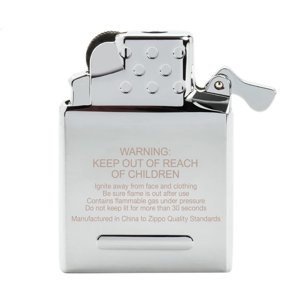 Zippo yellow flame insert installed in classic Zippo case showing preserved click and style benefit