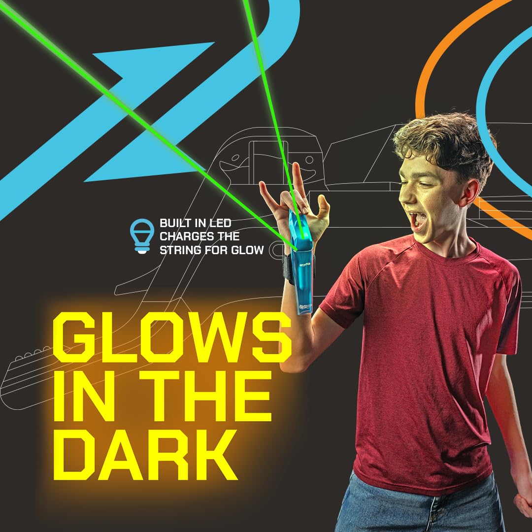 ZipString Aracna mid-launch action shot showing fast string launch for stunt excitement