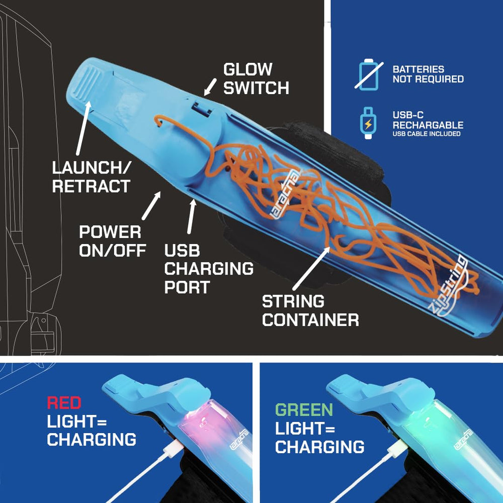 ZipString Aracna box and included string loops showing what’s in the package for new users