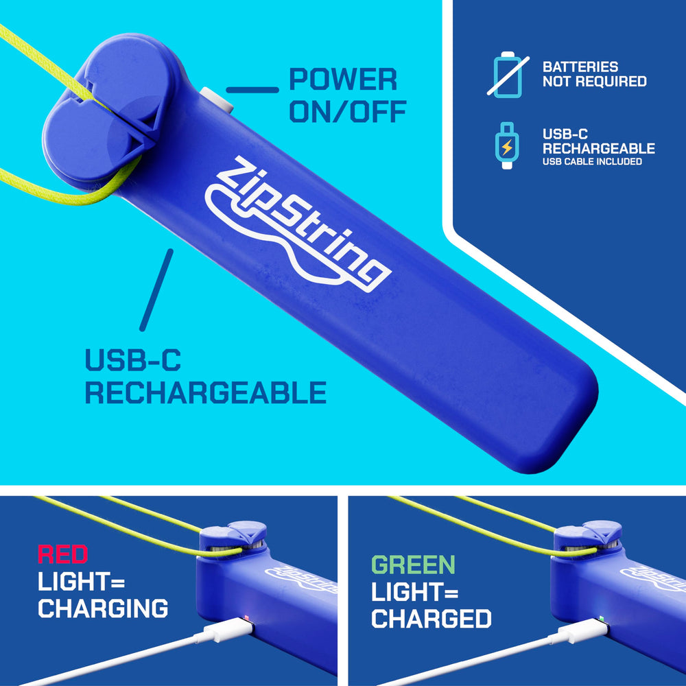 ZipString Bold Blue label and connector close-up showing reinforced join for longevity