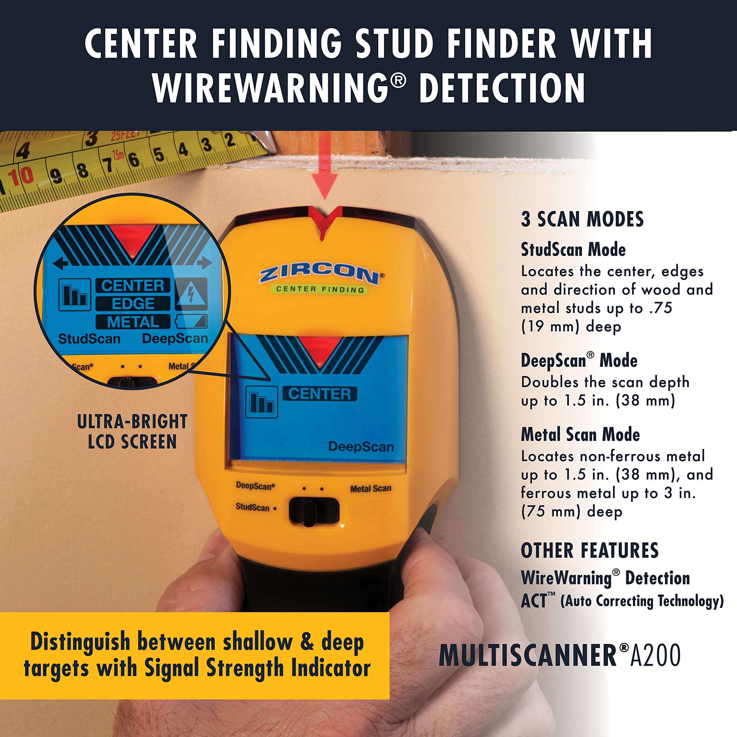 Zircon A200 SpotLite pointer marking a stud location for precise layout