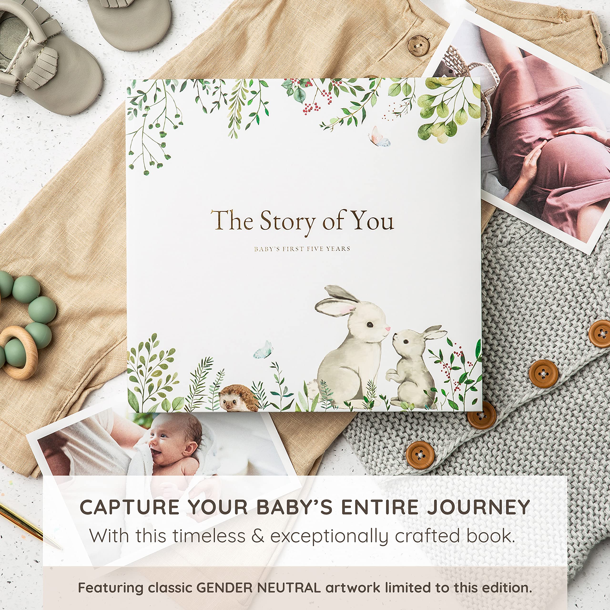 ZIRI & ZANE open lay-flat spread with prompts and photos, easy writing benefit