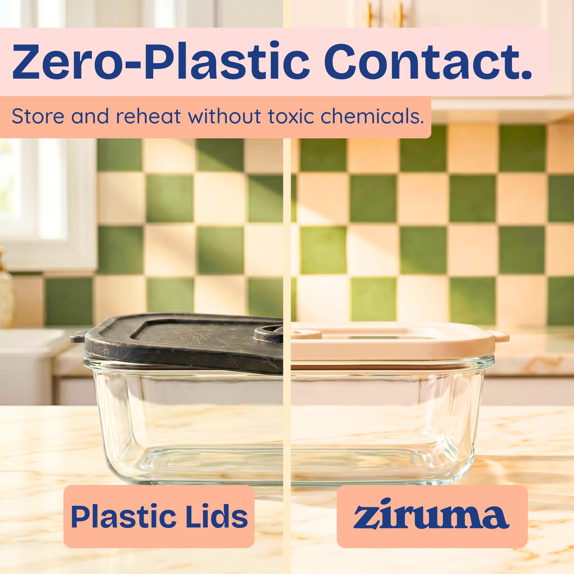 Ziruma top view filled with meal for easy portioning and reheating