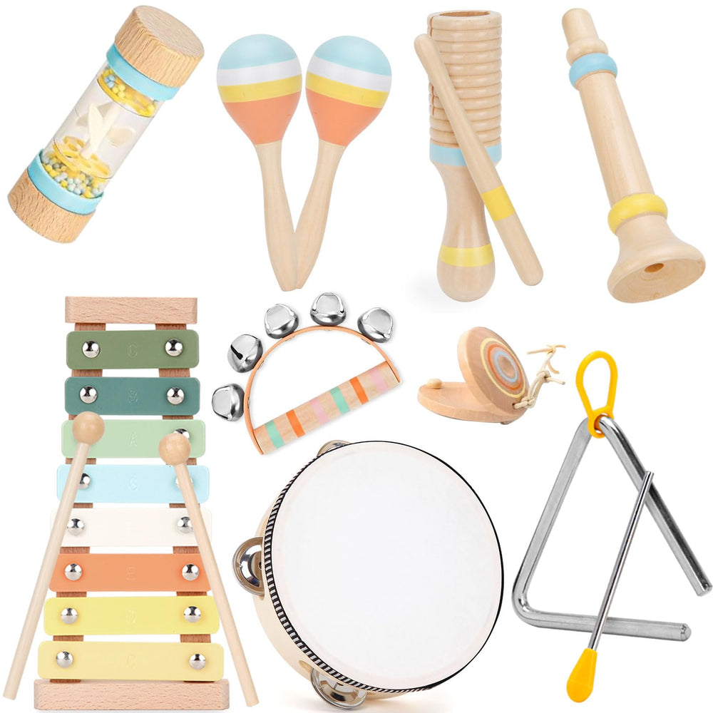 ZJEFUNS front packaging showing wooden musical set and natural look benefit