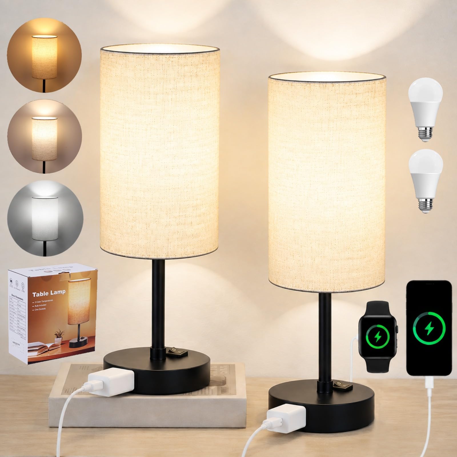 ZJOJO front view of lamp pair showing compact design and balanced light
