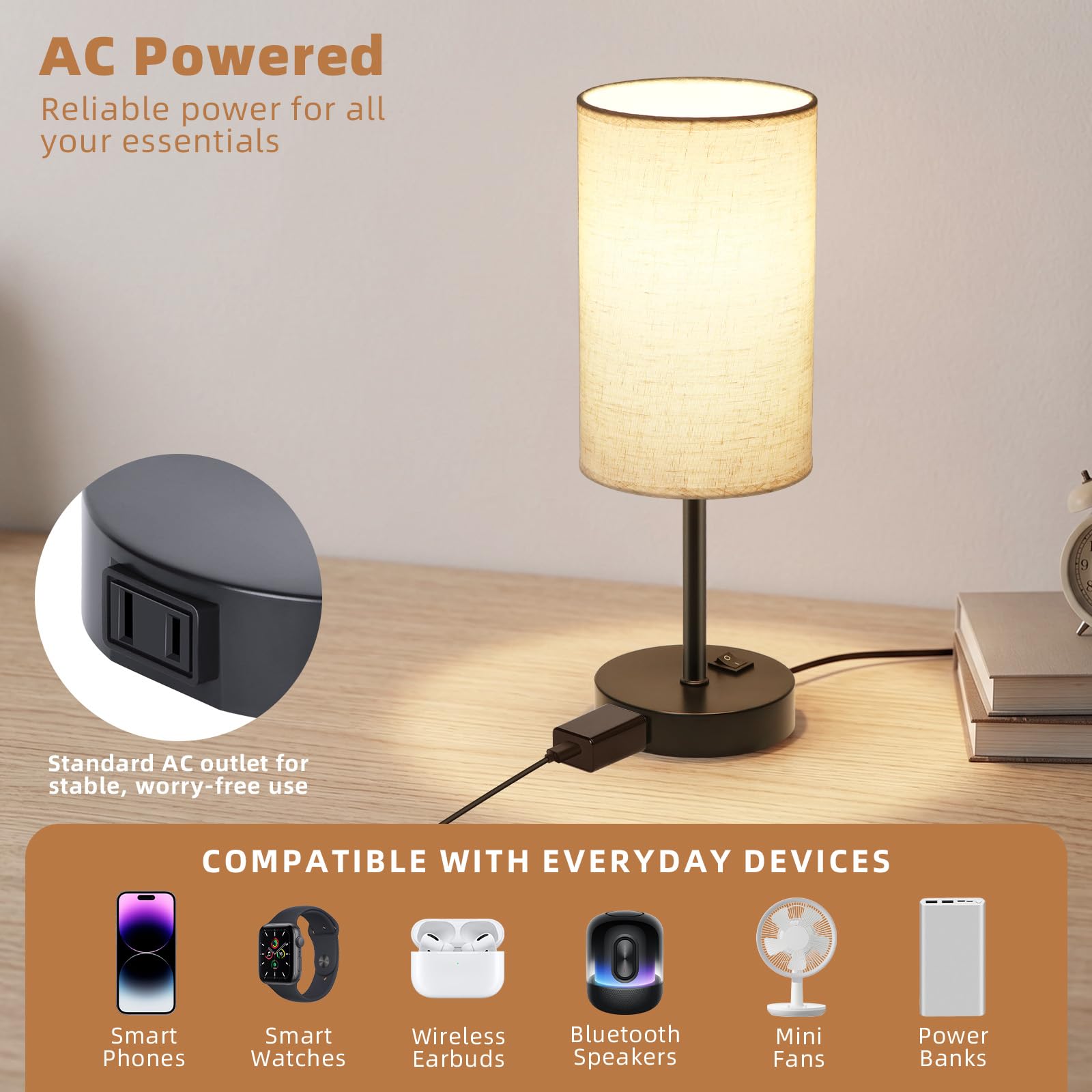ZJOJO lamp beside book demonstrating 13.8 inch scale and space saving