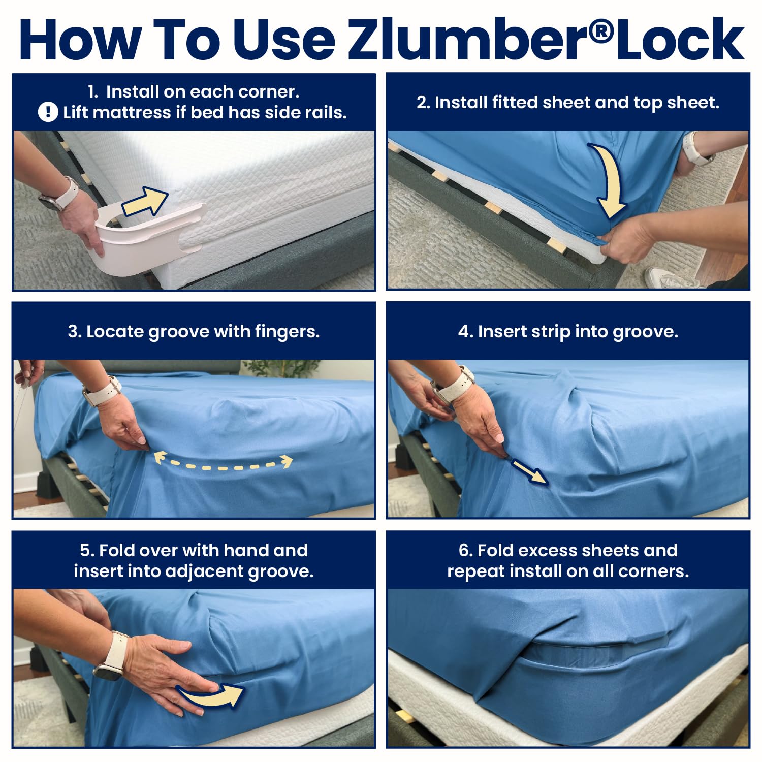 ZlumberLock holding a sheet tight preventing bunching and shifting
