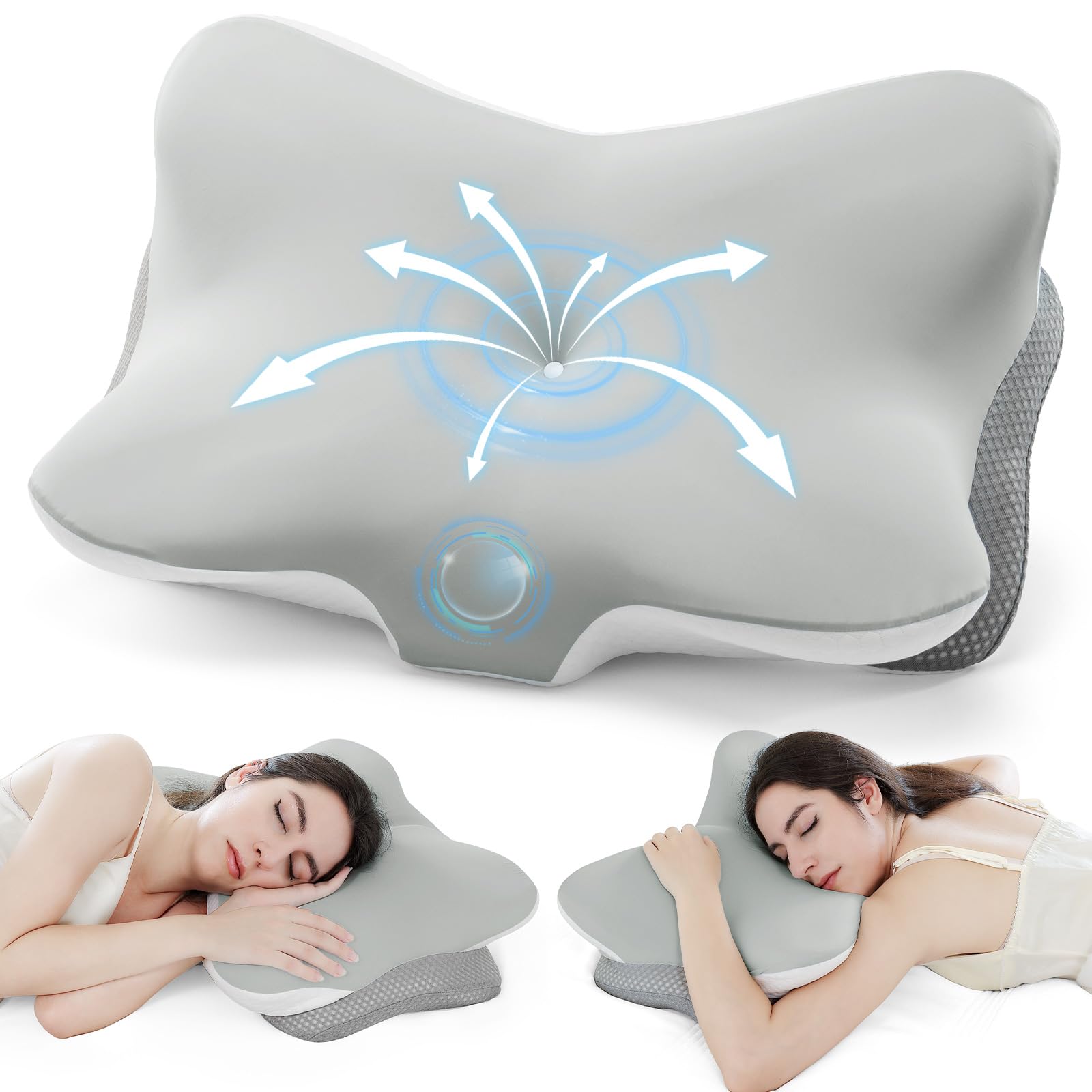 Zmarthumb front view ergonomic pillow showing contour for comfort