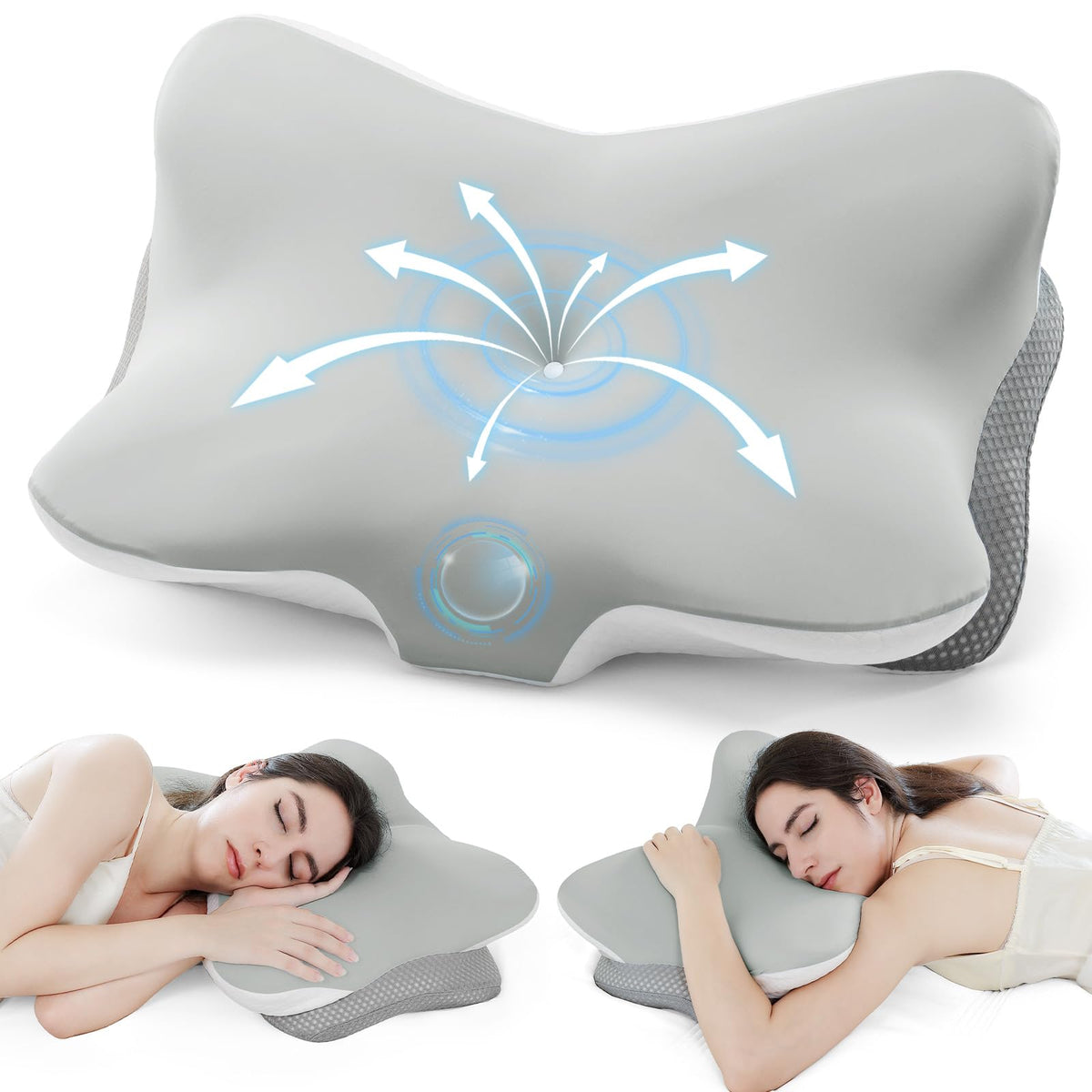 Zmarthumb front view ergonomic pillow showing contour for comfort