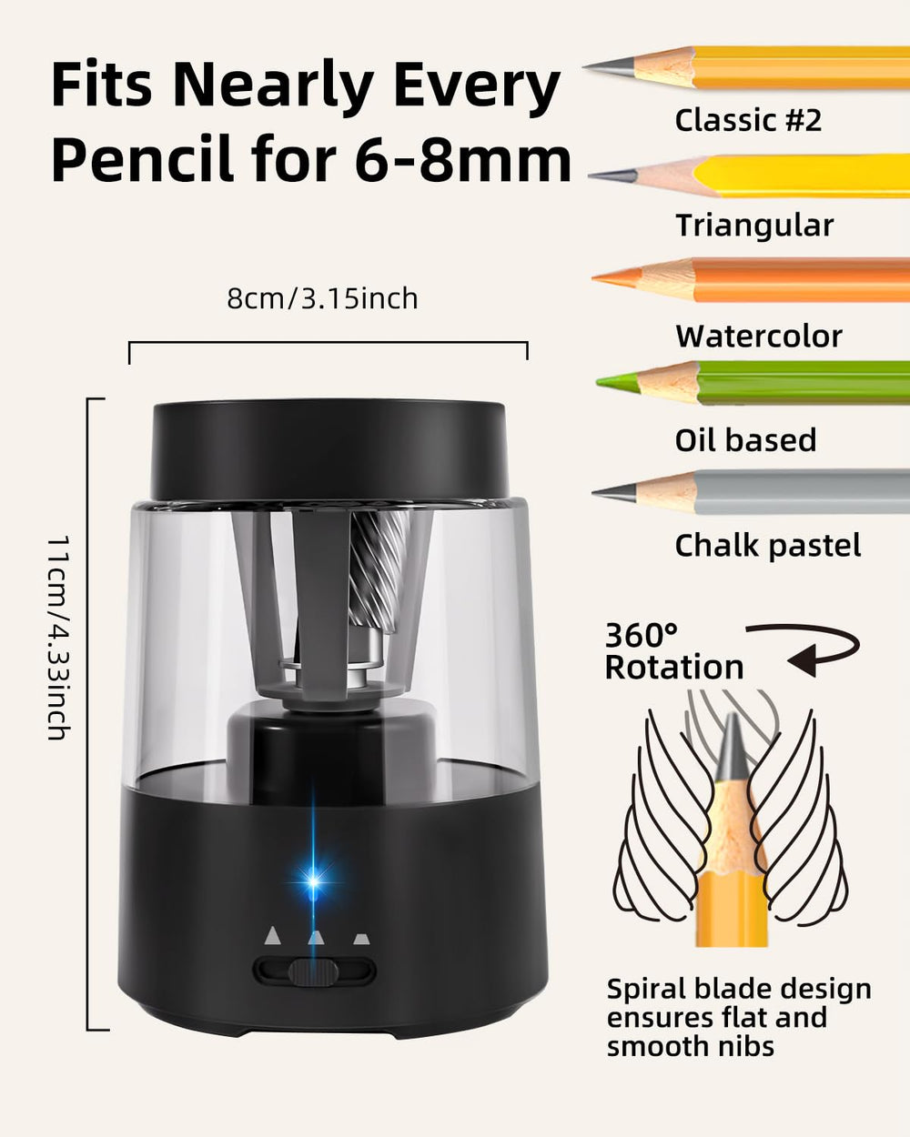ZMOL top insertion mouth detail ensuring stable pencil alignment