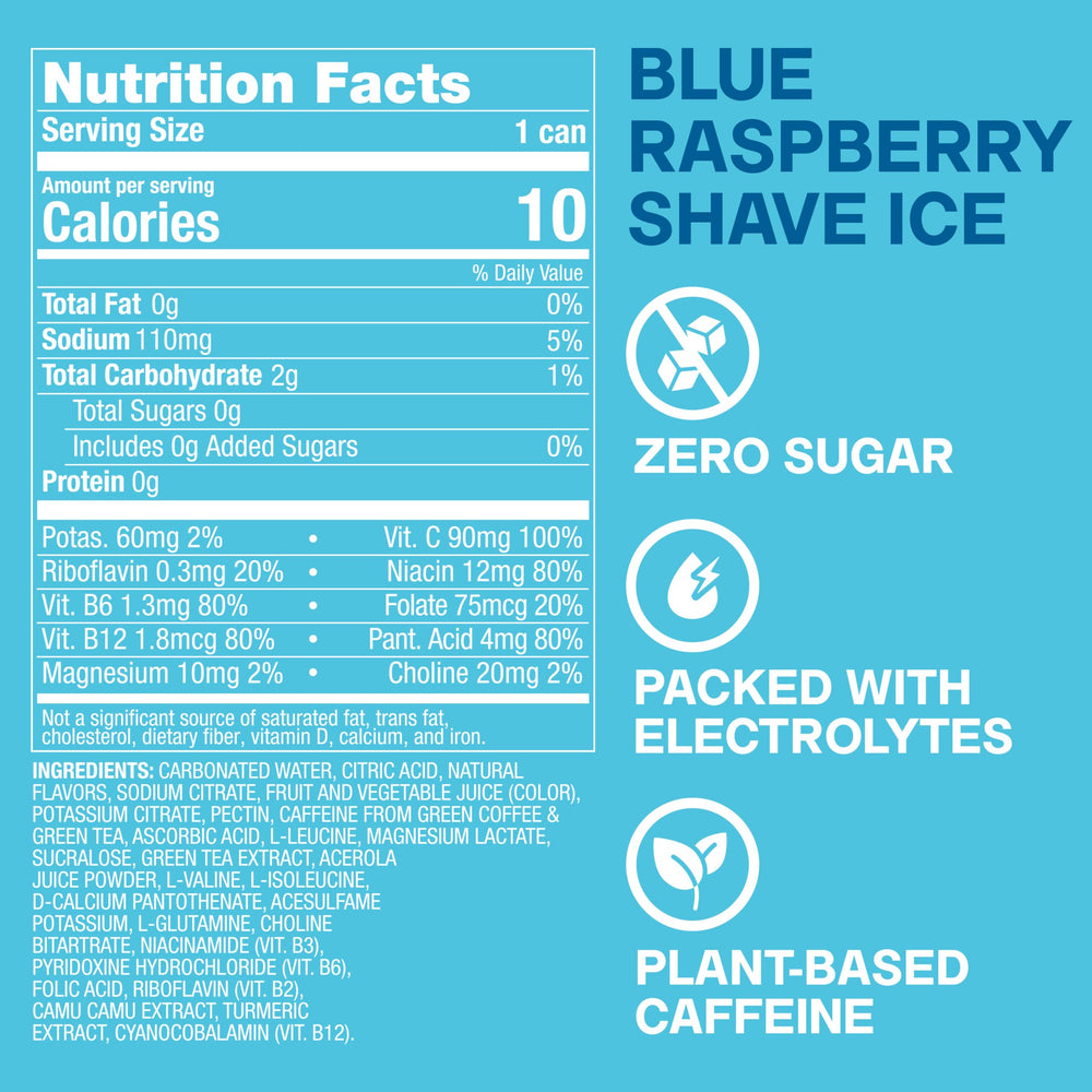 ZOA side label with ingredient highlights and clear plant-caffeine benefits