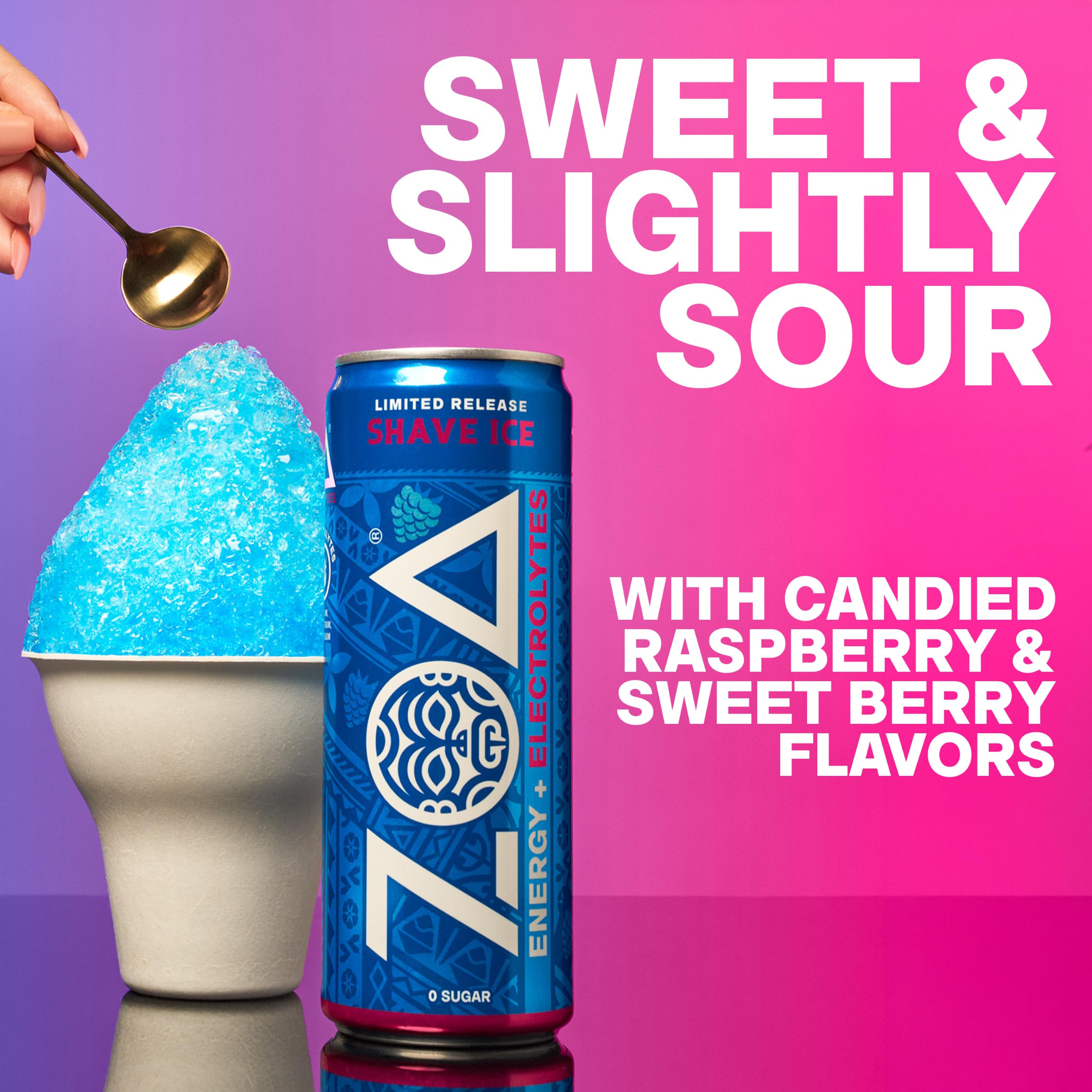 ZOA close-up of can top showing easy-open tab for convenient sipping