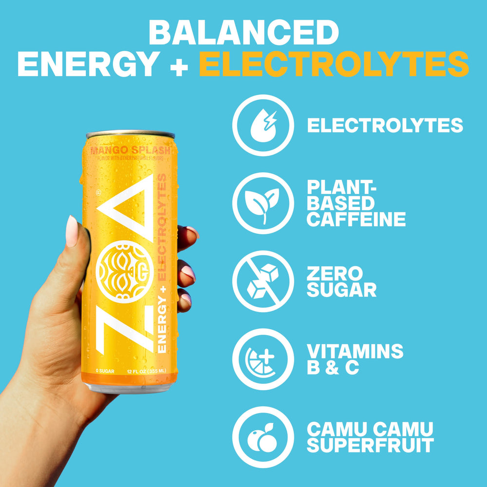 ZOA can beside fresh mangoes for natural flavor and energizing boost