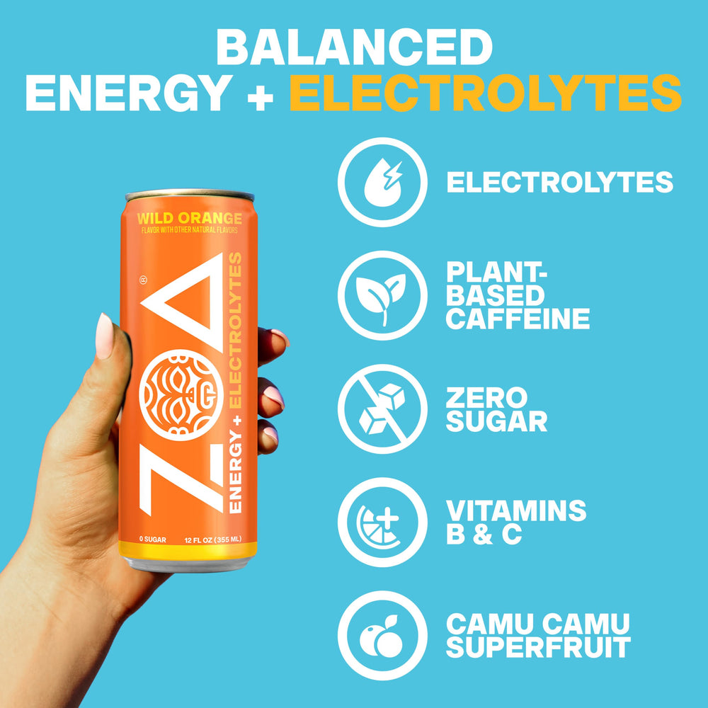 ZOA wild orange can inside a gym bag illustrating on-the-go convenience and workout support