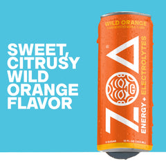 ZOA wild orange pour with visible bubbles conveying refreshing texture and quick hydration