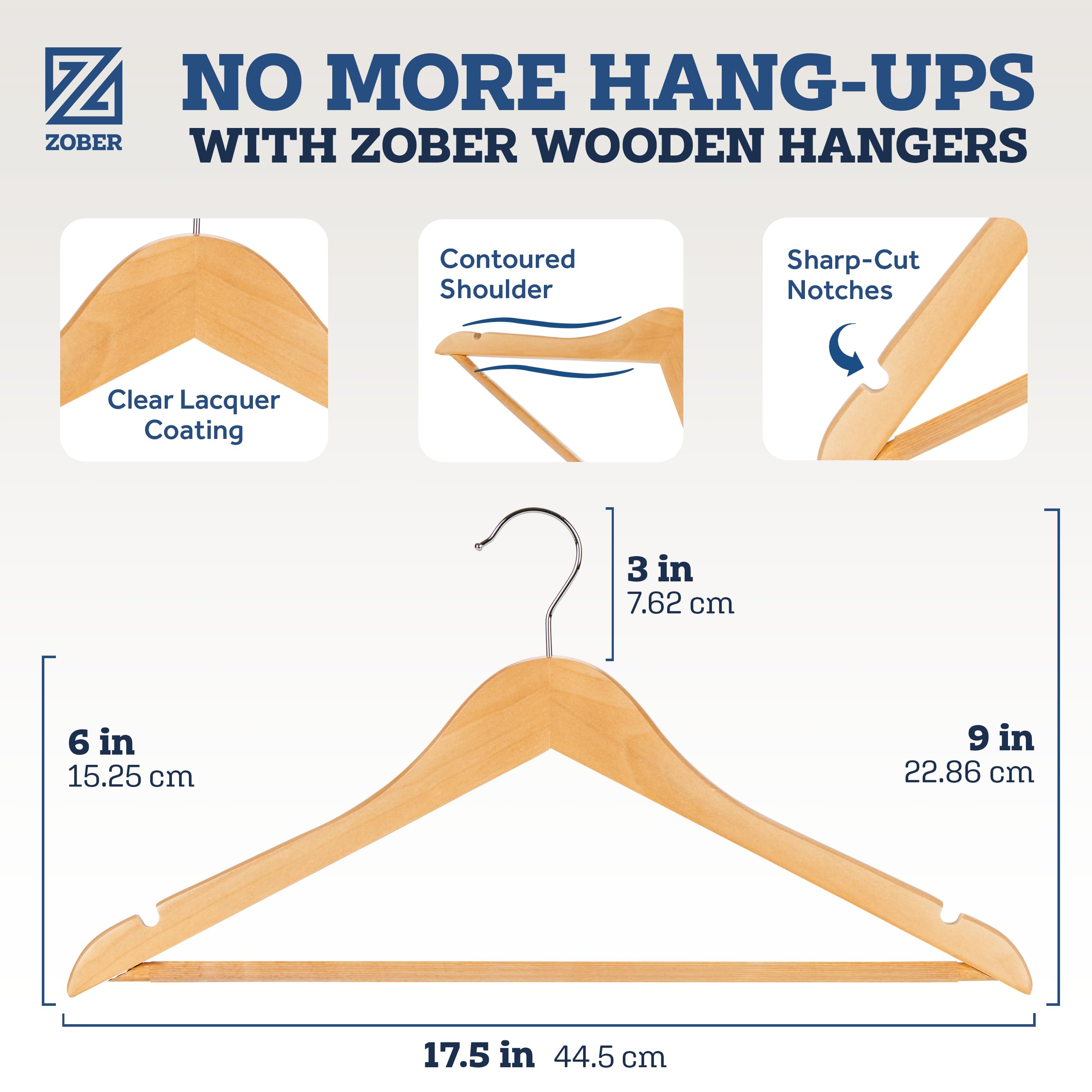 ZOBER chrome 360-degree hook detail for easy hanging and swivel benefit