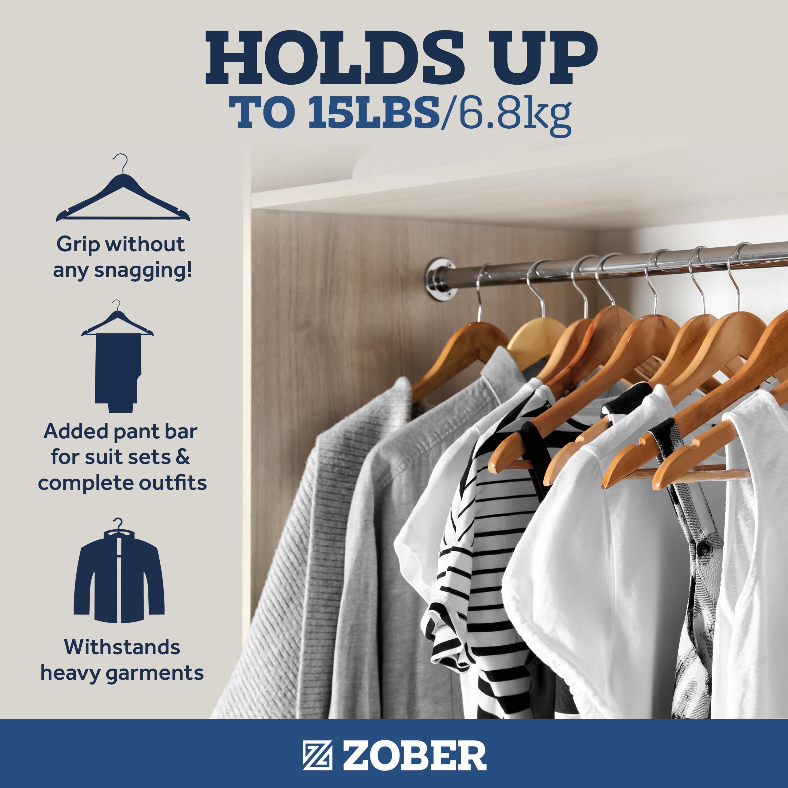 ZOBER grooved pant bar gripping trousers to prevent slipping and creasing
