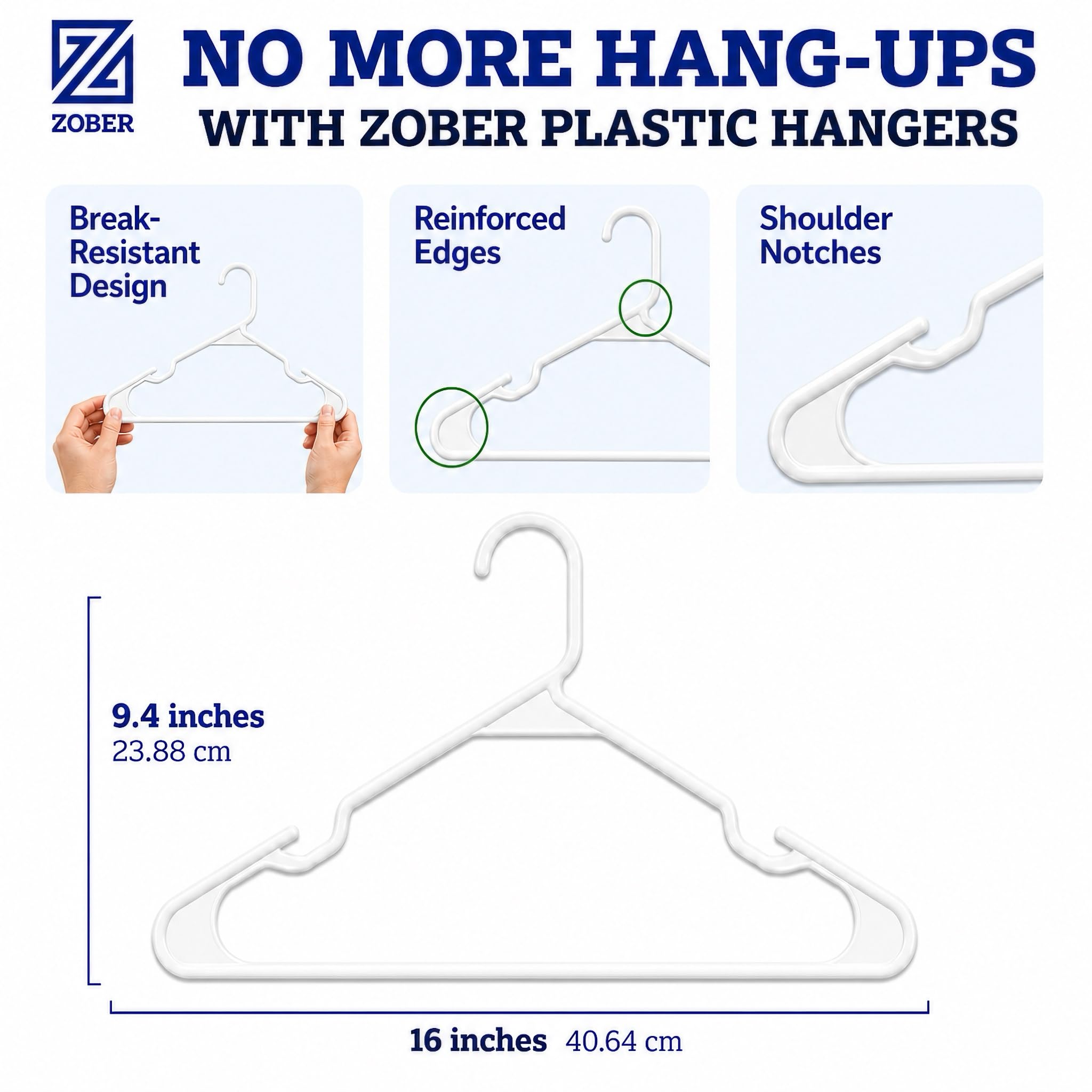 ZOBER hanger holding shirt and pants demonstrating sturdy support
