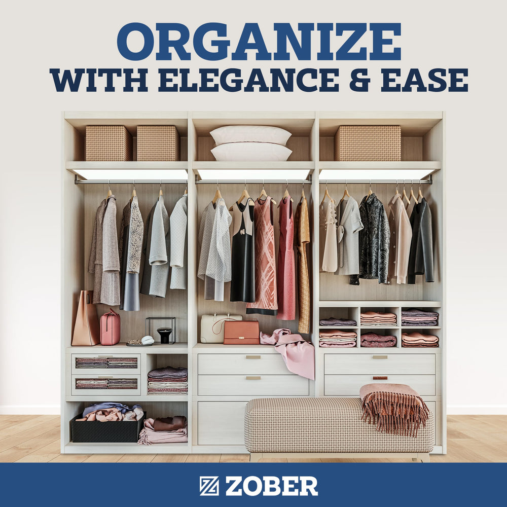ZOBER hanger holding jacket demonstrating sturdy support for heavier items