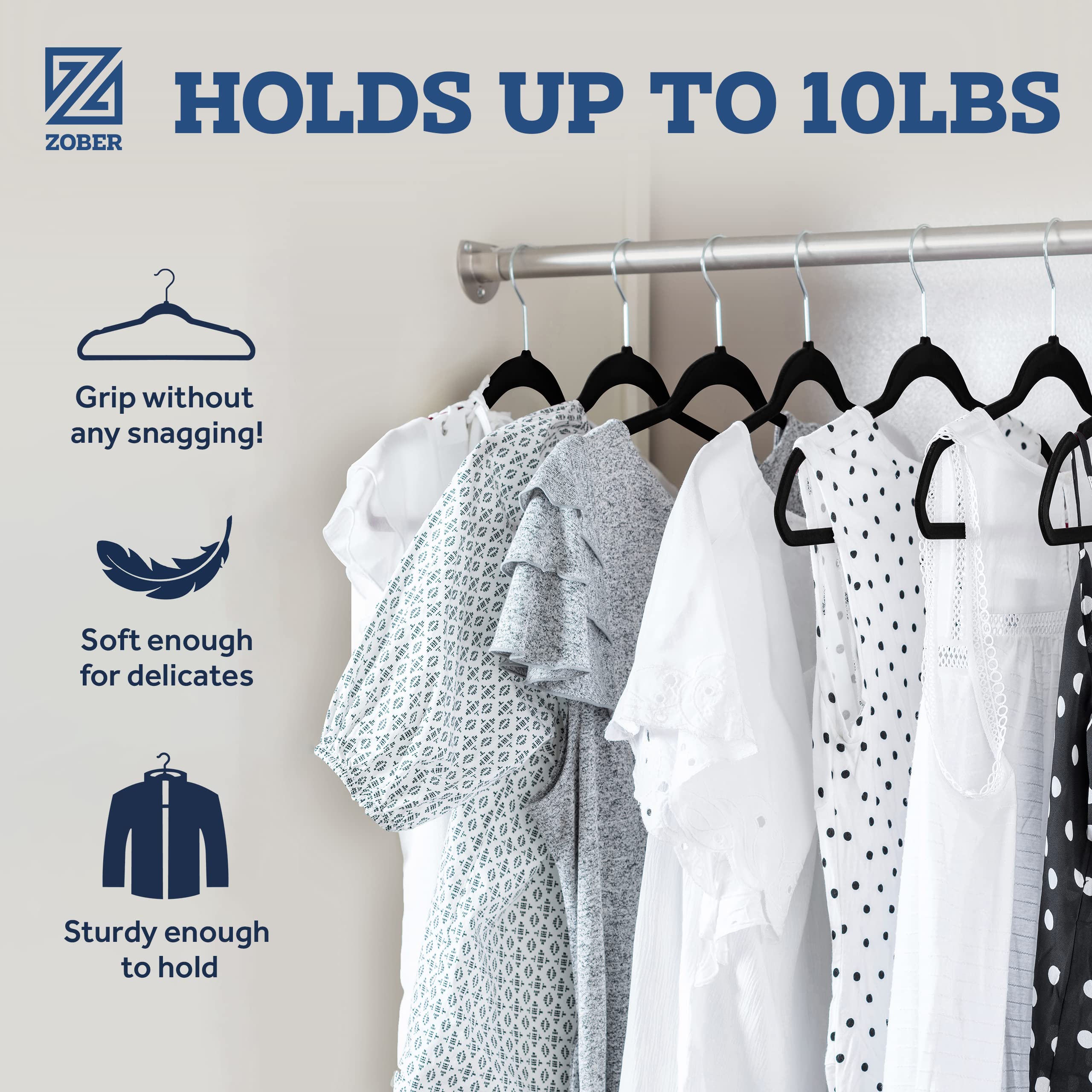 ZOBER swivel hook and bar enabling flexible hanging and easy access