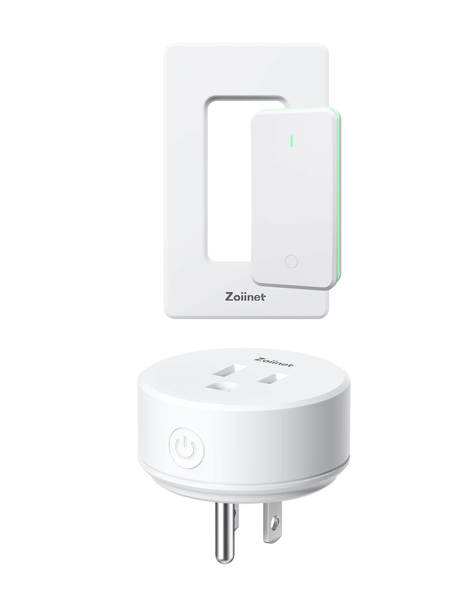 Zoiinet receiver front view showing plug and brand, easy remote control benefit