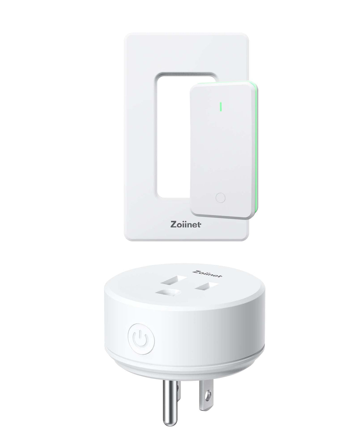 Zoiinet receiver front view showing plug and brand, easy remote control benefit