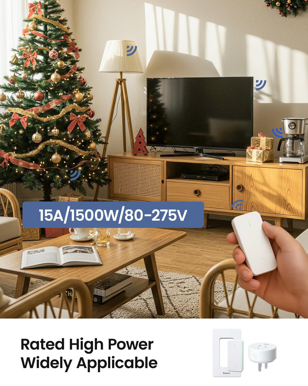 Zoiinet receiver back label and prongs, clear safety certifications visible