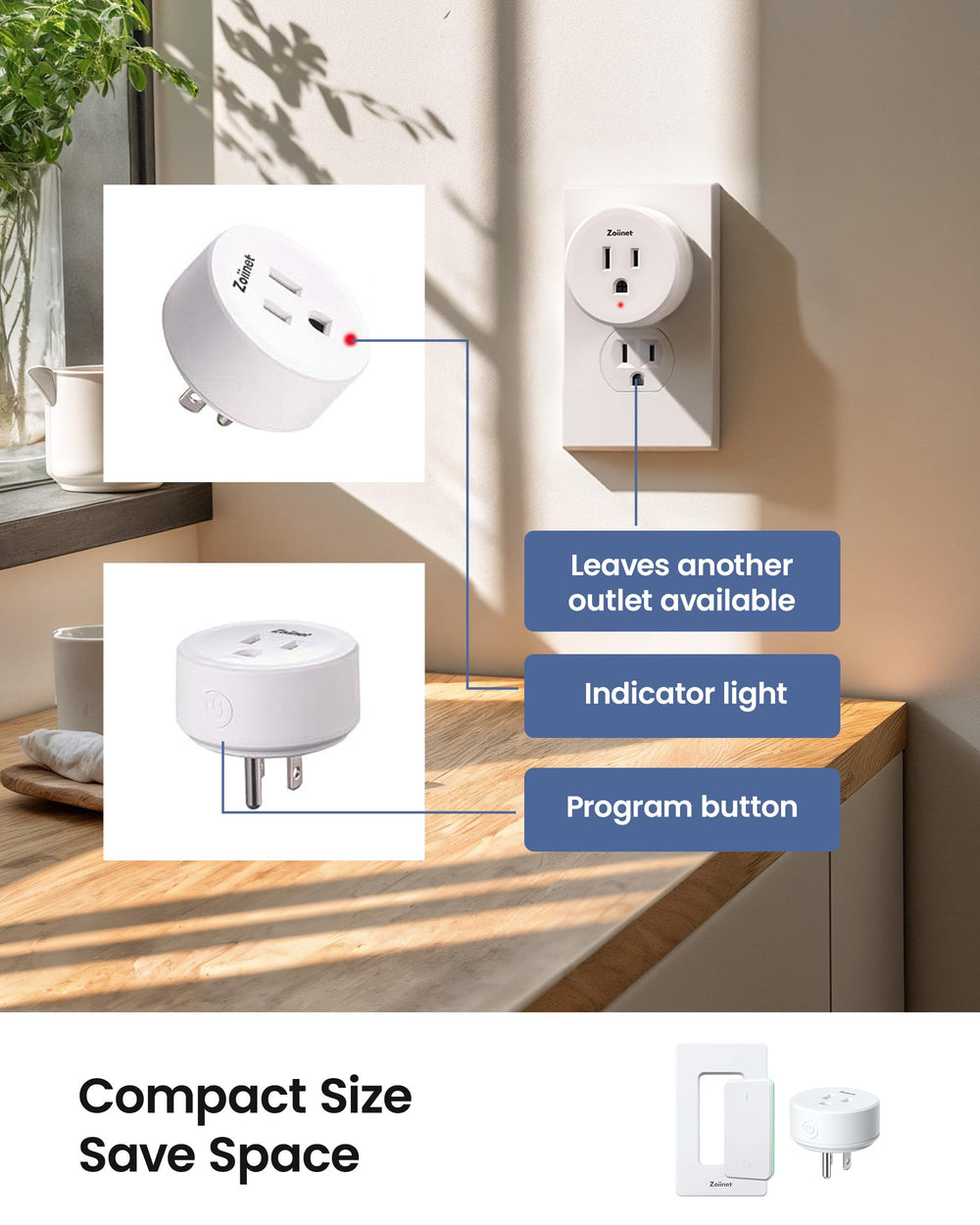 Zoiinet remote attached to wall plate, secure mounting for easy access