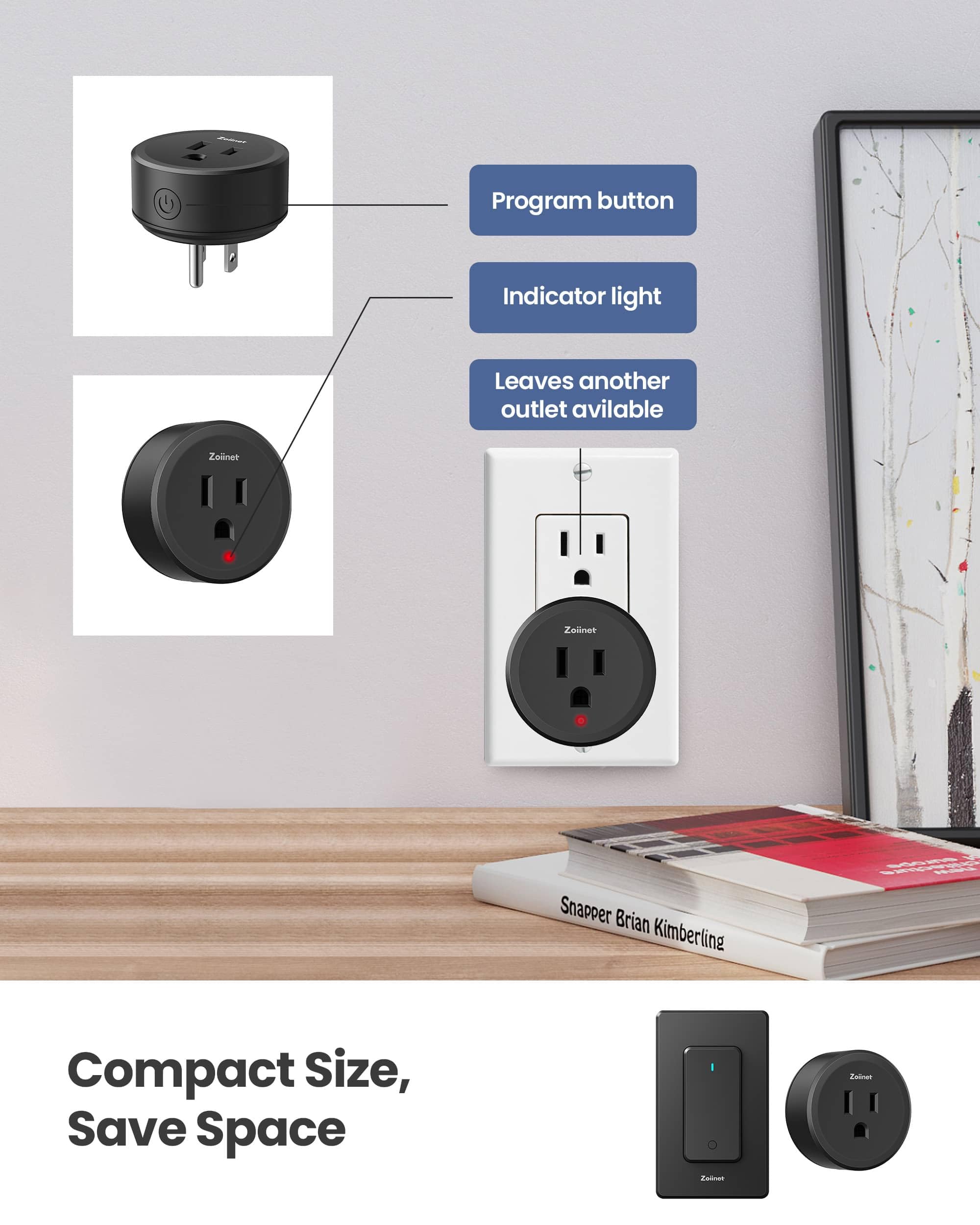 Zoiinet beside smartphone to show compact scale and space-saving advantage