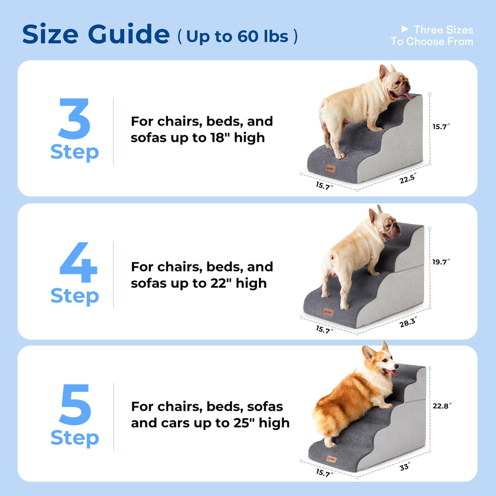 ZOMISIA dog using stairs to reach a bed, reducing joint strain